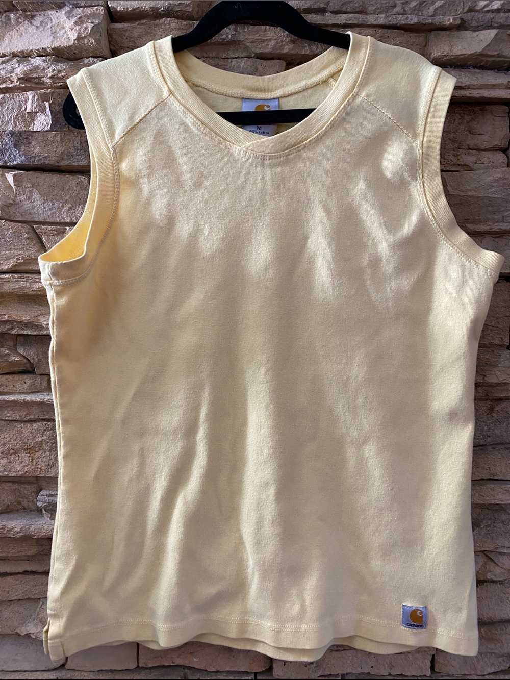 Carhartt For Women Butter Yellow Sleeveless Cotton Knit Tank Top Medium